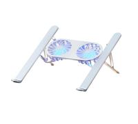 Supporto per laptop in lega di alluminio con doppia ventola, regolabile in altezza a 6 livelli, design pieghevole portatile per laptop da 13-21 pollici, raffreddamento con luce blu, supporto cervicale