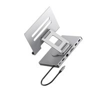 Supporto per laptop rotante pieghevole con adattatore di tipo C 100 W di ricarica RJ45 Porta di rete Porta da 3,5 mm di dissipazione del calore antiscivolo Supporto rotante pieghevole per tablet