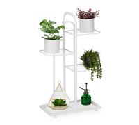 Relaxdays Scaffale Portapiante, 4 Ripiani in Metallo 72,5x44x22,5 cm, Portafiori e Portavasi, Fioriera, Acciaio, Bianco