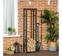 Supporto per legna da ardere in metallo HOMCOM per interni ed esterni 40x25x150cm nero