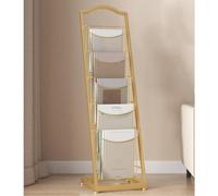 Supporto per letteratura da pavimento con tasche multiple, scaffale in metallo resistente per organizzare giornali e riviste in spazi pubblici