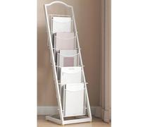 Supporto per letteratura da pavimento con tasche multiple, scaffale in metallo resistente per organizzare giornali e riviste in spazi pubblici