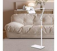 Supporto per letto ergonomico, regolabile in altezza e angolazione, con clip laterali e supporto da pavimento per libro, colore crema