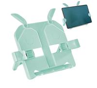 Supporto per libri, 19,8 x 22 x 2,5 cm, design pieghevole con morsetto regolabile, organizer compatto, supporto per libri per viaggi, aula, ufficio, cucina, casa, biblioteca, camera da