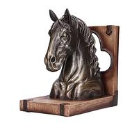 Supporto per libri a cavallo, fermalibri a testa di cavallo, scultura a testa di cavallo per la decorazione della sala studio dell'ufficio, del soggiorno di casa (BS20900 cavallo in bronzo (singolo))