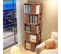 Supporto per libri, base girevole a 360°, in legno massello, per riporre la casa, design compatto, ideale per libreria o vetrina