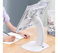 Supporto per libri da tavolo, supporto pieghevole ergonomico regolabile, supporto per libri multifunzionale con fermagli per pagine elastiche per l'apprendimento della lettura, (Blanco)