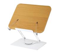 Supporto per libri di cucina, girevole a 360 gradi, piastra in legno regolabile, base in lega di alluminio, organizer da lettura a mani libere per laptop, riviste, libri di , ricette