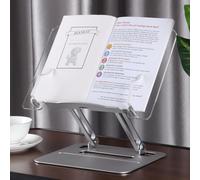 Supporto per libri in acrilico per leggere, supporto per libri di cucina, regolabile in altezza e angolazione, in alluminio, pieghevole e portatile, per ufficio, cucina, libri di testo, ricette