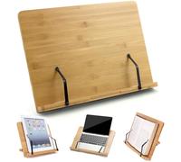 Supporto per libri in bambù, struttura resistente, staffa regolabile per un angolo di lettura personalizzabile, design pieghevole con cerniere in