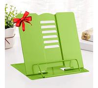 Supporto per libri in metallo per lettura e riposo,libro di cucina regolabile,supporto per documenti,portatile,robusto, per ricette,libri di testo tablet,libri musicali con clip di pagina(verde)