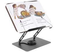 Supporto per libri, pieghevole in acciaio al carbonio, supporto girevole a 360 gradi, altezza regolabile da 1,7 a 39,1 cm, per leggere, cucinare, studiare e insegnare