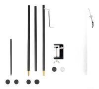 Supporto per luce pieghevole portatile in lega di alluminio con altezza regolabile e gancio, adatto per campeggio, pesca e altro per esigenze di illuminazione esterna (nero)