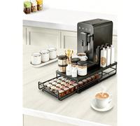 Supporto per macchina da caffè a capsule con cassetto estraibile, robusto organizer in metallo salvaspazio per capsule di caffè, per piano di lavoro cucina, bar caffè, ufficio domestico, scrivania, id