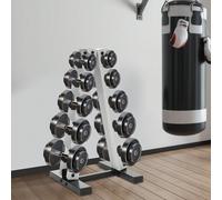 Supporto per manubri a forma di A, supporto per manubri in acciaio a 5 livelli, supporto per pesi per palestra domestica DescrizioneTi sembra che la tua palestra sia molto disordinata e hai bisogno di