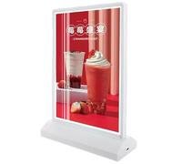 Supporto per menù a LED, formato A4/a5, scatola luminosa pubblicitaria da scrivania a due lati, cornice illuminata ricaricabile con batteria da 8 ore, per ristoranti, bar e negozi al dettaglio, bianco
