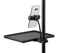 Supporto per microfono 2 in 1 con supporto per telefono, supporto per microfono a morsetto, regolabile in altezza con morsetto O-Ring, supporto per schede audio per registrazione, streaming live,