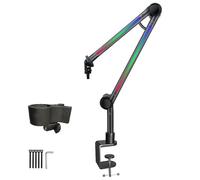 Supporto per microfono a LED da tavolo Braccio a braccio con braccio flessibile a forbice per trasmissione in diretta streaming Movimento fluido Gaming Mic Stand