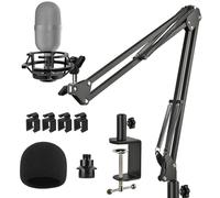 Supporto per microfono con braccio a forbice, supporto per microfono con filtro pop in schiuma, morsetto resistente per Razer Seiren Mini USB Streaming microfono