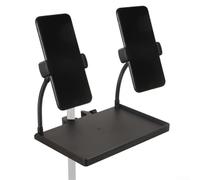 Supporto per microfono con morsetto per fissaggio a supporti per microfono, include supporto per telefono per visualizzare testi o spartiti mentre si canta o si suona la chitarra (C)