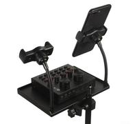 Supporto per microfono con morsetto per fissaggio a supporti per microfono, include supporto per telefono per visualizzare testi o spartiti mentre si canta o si suona la chitarra (A)