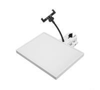 Supporto per microfono con supporto a clip per telefono per live streaming, mensola regolabile per scheda audio, 22,5 x 16,5 cm (bianco)