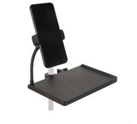 Supporto per microfono con supporto per telefono, morsetto regolabile per scheda audio e plettri, mensola in plastica per accessori per canto dal vivo e prestazioni di chitarra, adatto (B)