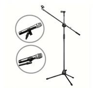 Supporto per microfono con treppiede Supporto per microfono con 2 supporti per clip per microfono Staffa per microfono regolabile pieghevole