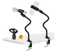 Supporto per microfono da scrivania a collo d'oca flessibile da 33 cm, supporto universale per microfono/telefono con morsetto da scrivania resistente, clip per microfono, adattatore a vite da 3/8" a
