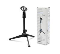 Supporto per microfono da scrivania, compatto, pieghevole, con rotazione di 180° e base antiscivolo, compatibile con microfoni da 30 a 40 mm, supporto regolabile per microfono per streaming