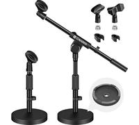 SUPPORTO PER MICROFONO DA TAVOLO REGOLABILE CON 2 CLIP E ASTA GIREVOLE BASE STAB