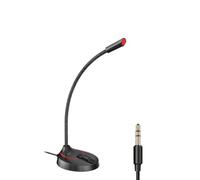 Supporto per Microfono Nera Portatile da Tavolo Base Rotonda | Braccio Flessibile e Griglia di Sostegno, Struttura Staccabile, per Streamer e Gamer su PC