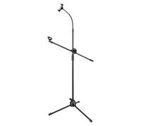 Supporto Per Microfono Supporto for microfono Treppiede for da pavimento 2 in 1 con supporto for telefono for rotante regolabile in altezza for performance di canto sul palco