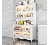 Supporto per microonde, 6 ripiani, da cucina, con armadietto, stazione per bar, grande capacità, organizer per elettrodomestici da cucina ed elementi essenziali