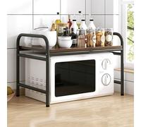 Supporto per microonde a 2 ripiani e griglia per panetteria, scaffale multifunzione da cucina, design salvaspazio per l'organizzazione della casa e gli elementi essenziali per cucinare