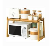 Supporto per microonde a 2 ripiani in bambù, elegante ripiano per tostapane, elettrodomestici da cucina e condimenti, organizer multifunzionale per casa e cucina