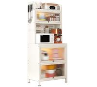Supporto per microonde a 5 livelli con armadietto portaoggetti pieghevole e base a cestello, design creativo per cucina, sala da pranzo, soggiorno, montaggio fai da te