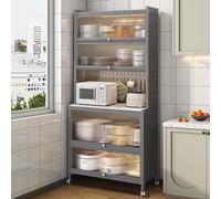 Supporto per microonde con accessori per pannello forato, mensola autoportante con piano di lavoro, staffa ispessita, soluzione organizzativa a 6 livelli per cucina