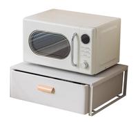 Supporto per microonde in acciaio con cassetti estraibili, organizer da piano di lavoro per microonde compatti, caffetterie e elettrodomestici da cucina, bianco (40 cm)