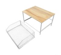 Supporto per microonde in legno e metallo, con cestello estraibile, mensola da cucina su scaffale con ruote bloccabili, carrello compatto da cucina per piccoli spazi, casa multiuso (bianco)