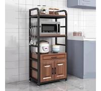 Supporto per microonde marrone con armadietto, scaffale da cucina e credenza per soggiorno e camera da letto, organizer salvaspazio e soluzioni moderne per mobili per la casa