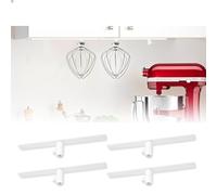Supporto per mixer compatibile con accessori per mixer Kitchen Aid - 4 ganci montati a parete per accessori da cucina aid e frusta estrattore e raschietto per frusta (bianco)