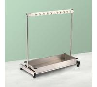 Supporto per mocio mobile da pavimento, porta mocio e scopa con ruote, supporto per attrezzi da esterno mobile, organizer per attrezzi da giardino per garage, fabbriche(10 slots+12 hooks.)
