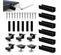 Supporto per Modulo Solare per 2 Moduli, Guide Profilo in Alluminio da 12cm, Morsetto Regolabile per Moduli di Spessore 30-35 mm, Supporto per Pannello Solare, Set di Montaggio per Tetto Piatto