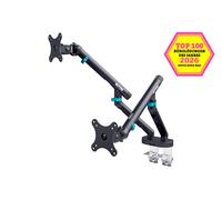 DIGITUS Supporto doppio per monitor - due monitor - fino a 35 pollici - molla meccanica - carico massimo 10 kg - per schermi piatti e curvi - VESA 75x75, 100x100 - serie Design - nero