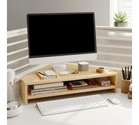 Supporto per Monitor Ad Angolo Rack Organizzatore per Ufficio a 2 Livelli con Stoccaggio, Supporti per Monitor Ad Angolo in Legno per Scrivania, Scaffale Triangolare per Monitor, Supporto per Tablet S