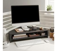 Supporto per Monitor Ad Angolo Rack Organizzatore per Ufficio a 2 Livelli con Stoccaggio, Supporti per Monitor Ad Angolo in Legno per Scrivania, Scaffale Triangolare per Monitor, Supporto per Tablet S