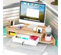 Supporto per Monitor Ad Angolo Rialzo per Laptop per Scrivania con Contenitore, Supporti per Schermo Triangolari a 2 Livelli per PC/TV/tablet, Organizzazione Dell'ufficio del Supporto del Monitor D'an