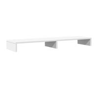 Supporto per monitor bianco 100 x 27 x 10 cm con divisori | Materiale a base di legno, resistente all'umidità, altezza ergonomica, scomparti per accessori, facile da pulire