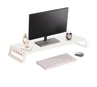 Supporto per monitor da scrivania, 50 x 20 x 7,5 cm, organizer da scrivania per ufficio, 4 porte USB, supporto in legno, supporto per monitor | casa, scuola, appartamento, università, dormitorio